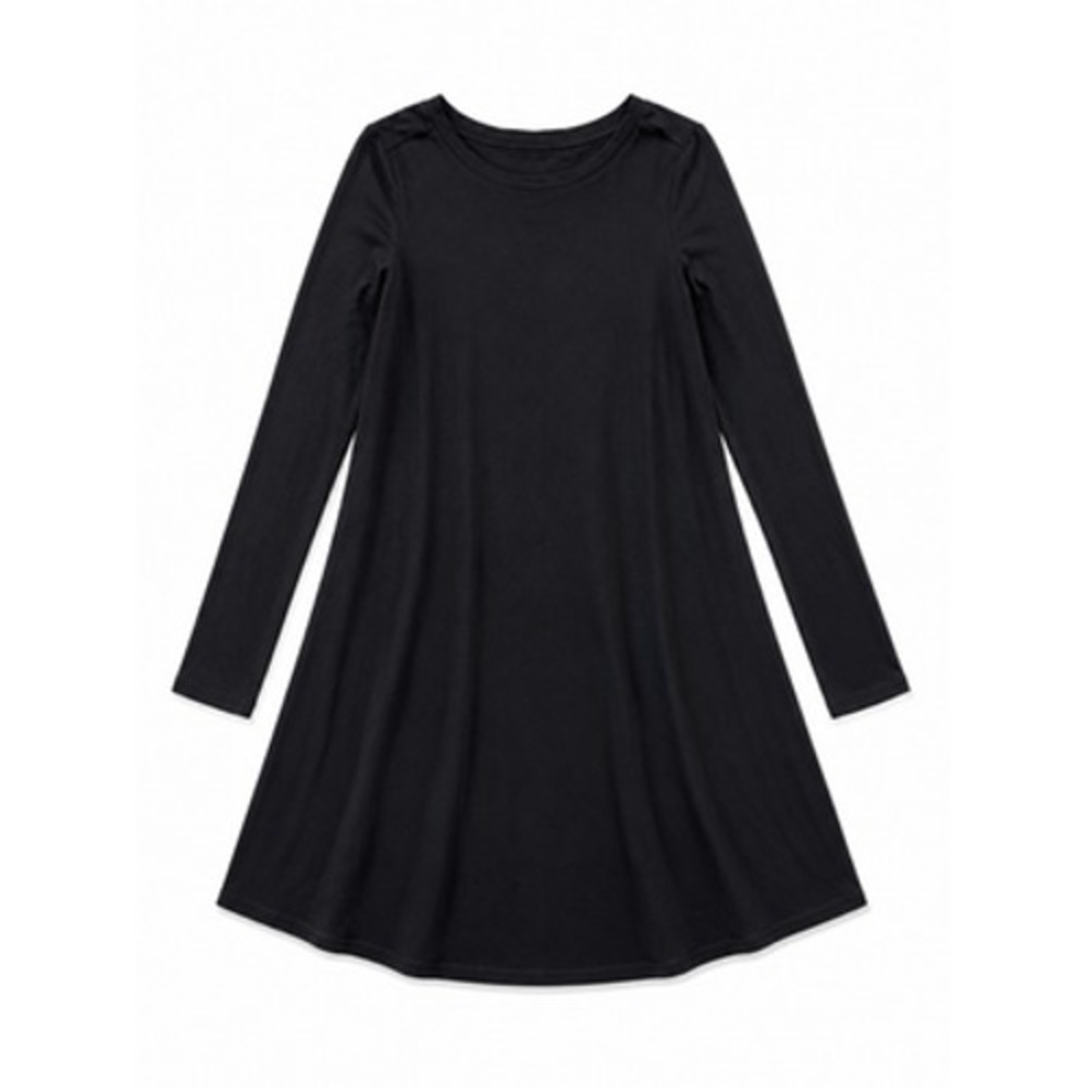 Pact Dress Womens Small Black Long Sleeve T-Shirt Swing Trapeze Jersey Casual
